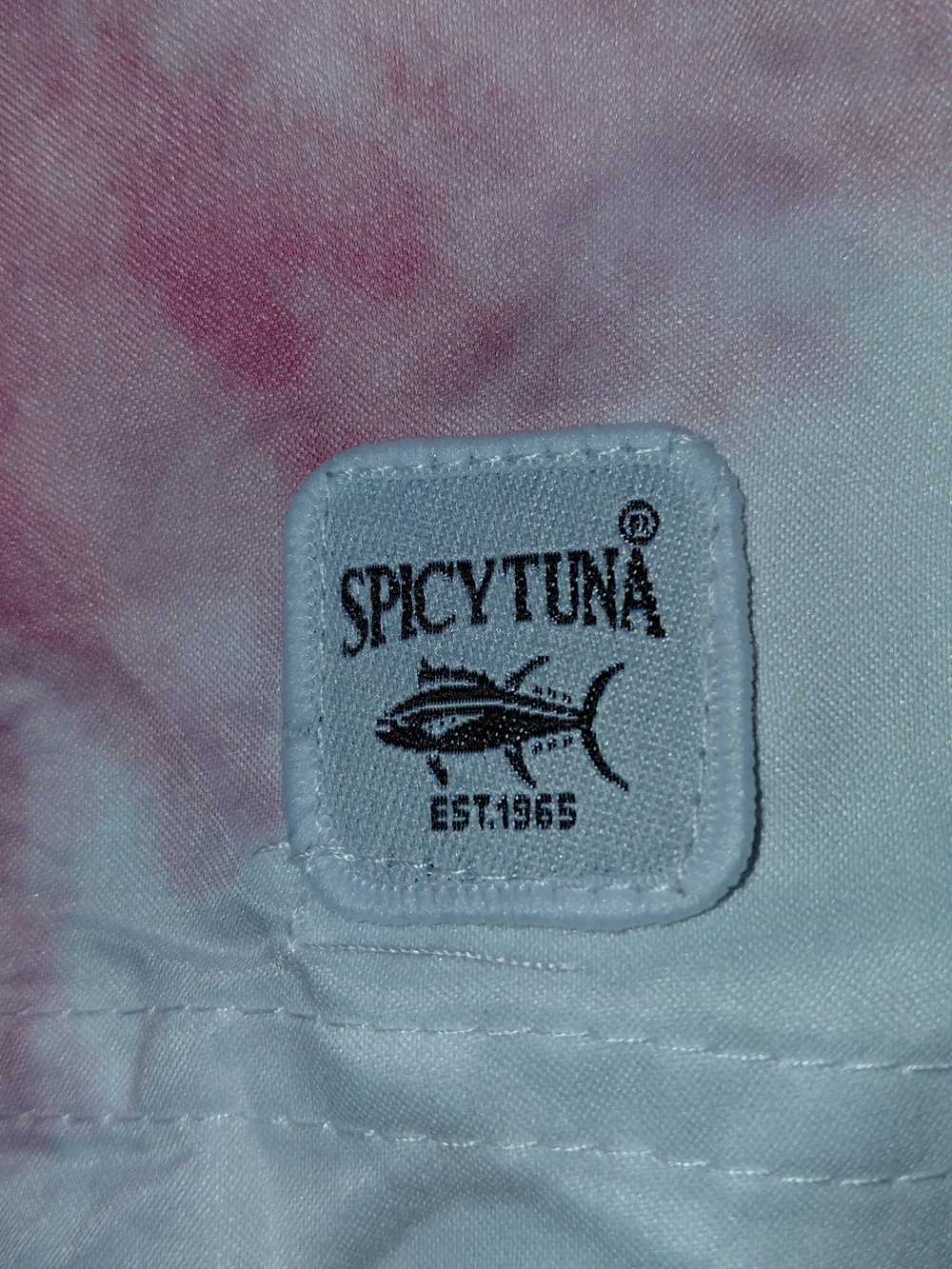 Pink & White Tie-Dye Swim Trunks. #2196